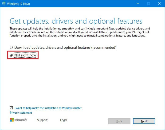 Désactivez les mises à jour avant d'installer Windows 10