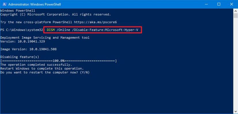 PowerShell désactive la commande Hyper-V