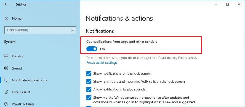 Activer les notifications sur Windows 10