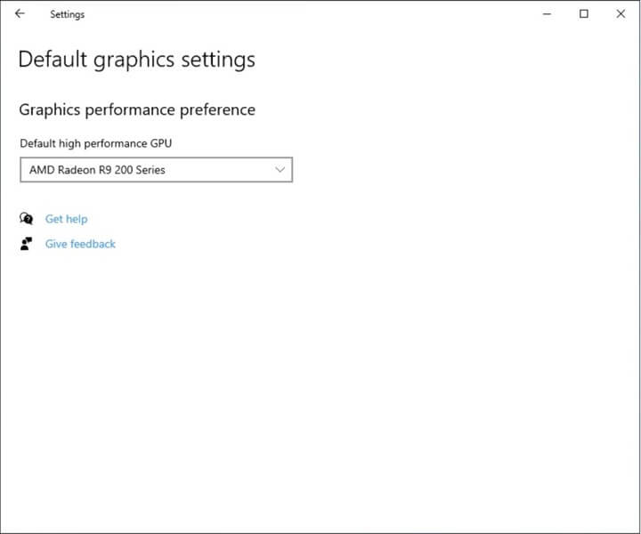 Paramètres GPU par défaut de Windows 10 / source : Microsoft