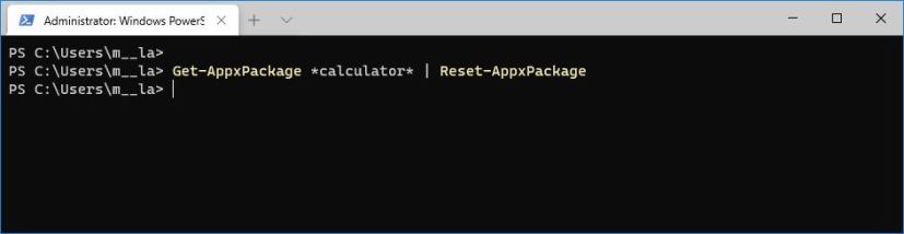 Application de réinitialisation PowerShell sur Windows 10 21H2