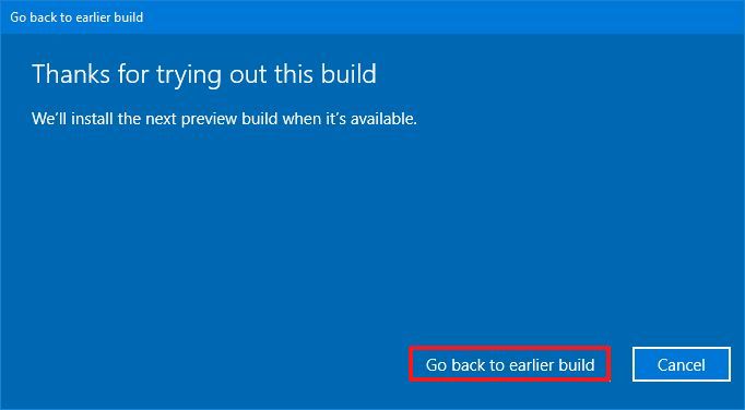 Option de suppression de Windows 10 20H2