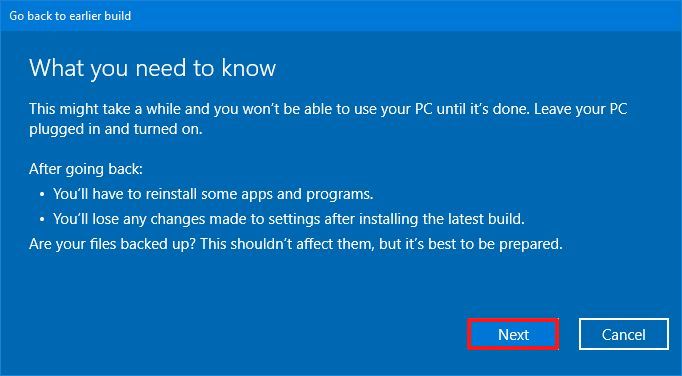 Supprimer les détails de Windows 10 20H2