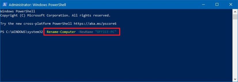 PowerShell renomme la commande PC Windows 10