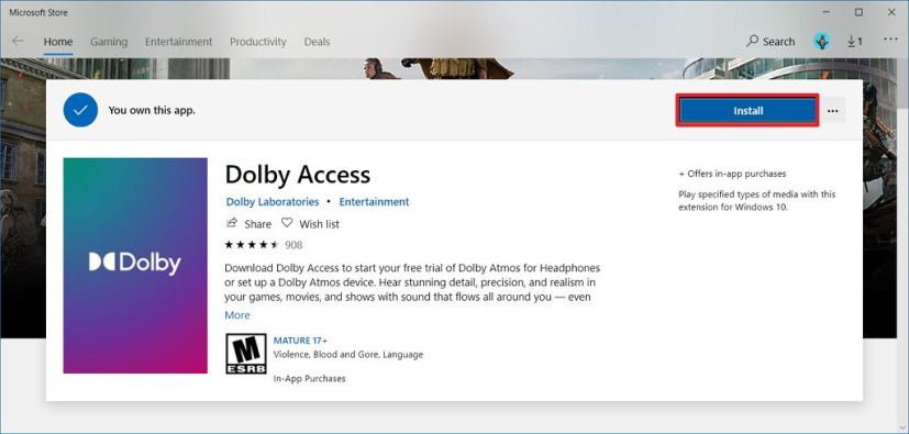 Téléchargement de l'application Dolby Access