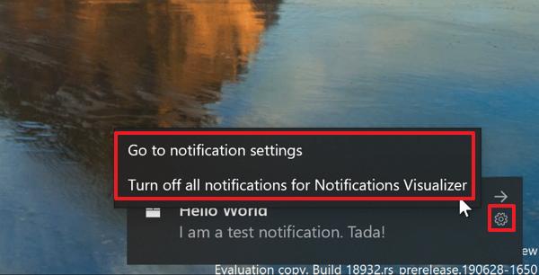 Paramètres de notifications Toast sur la mise à jour de WIndows 10 mai 2020