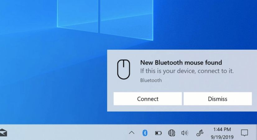 Paire Bluetooth depuis notification sur Windows 10 version 2004 (source : Microsoft)