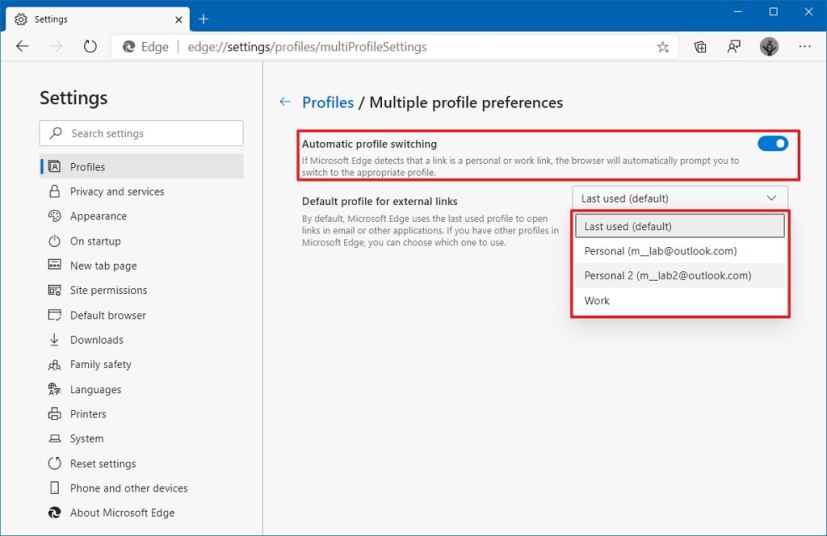 Préférences de profil multiples