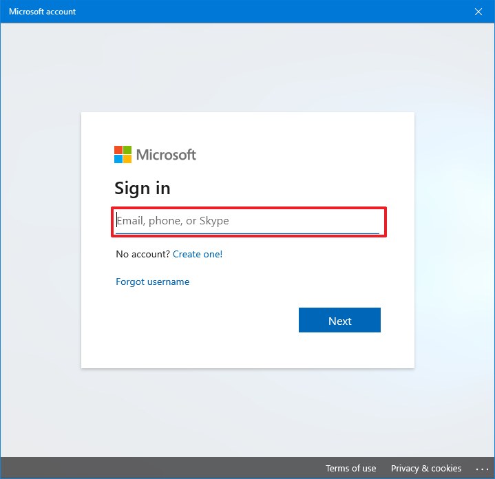 Windows 10 se connecte avec un compte Microsoft