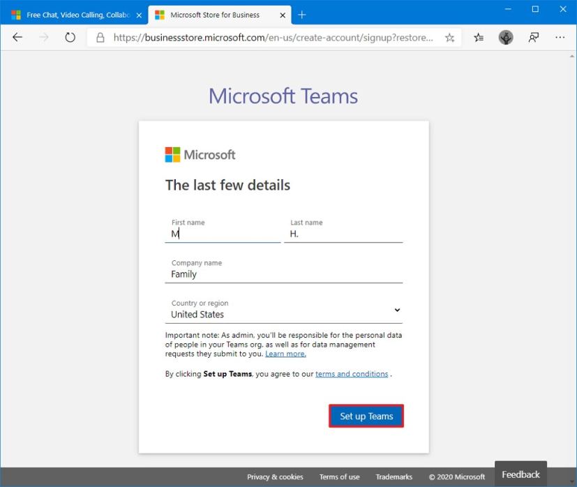 Configuration de l'organisation Microsoft Teams 