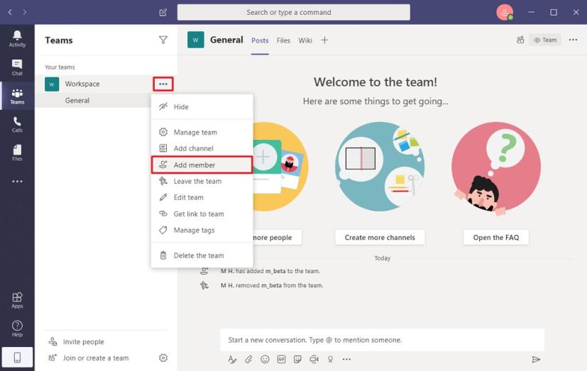 Option d'ajout d'utilisateurs dans Microsoft Teams