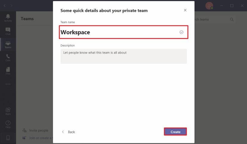 Microsoft Teams spécifie le nom du canal