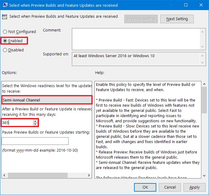 Bloquer Windows 10 version 2004 à l'aide de la stratégie de groupe