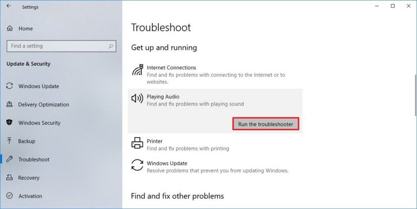 Dépanner l'audio de correction sur l'option Windows 10