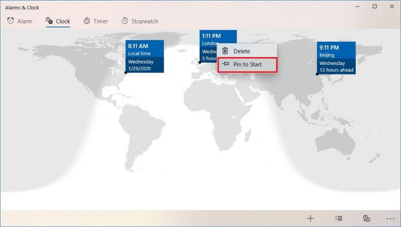 Épingler l’horloge au menu Démarrer sous Windows 10