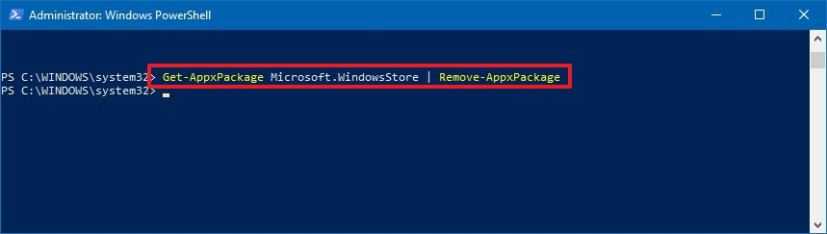 Désinstaller le Microsoft Store à l'aide de PowerShell