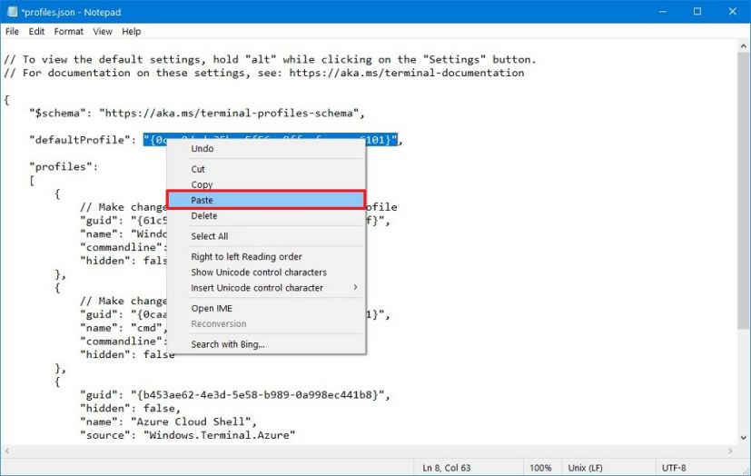 Le terminal Windows définit l'invite de commande comme nouvelle valeur de démarrage par défaut