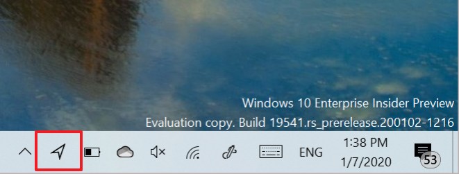 Nouvelle icône d'emplacement Windows 10 dans la barre des tâches (Source : Microsoft)