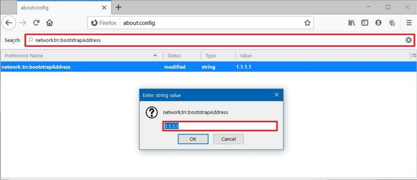 Paramètre network.trr.bootStrapAddress sur Firefox