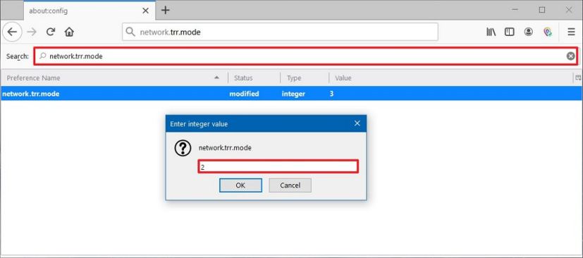 réseau.trr.mode sur Firefox