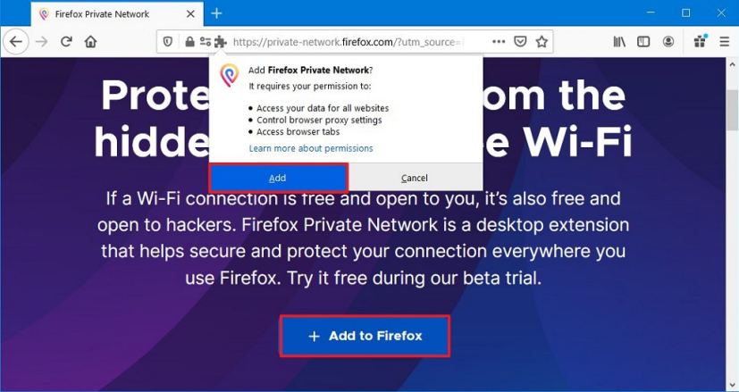 Installer l'extension de réseau privé Firefox