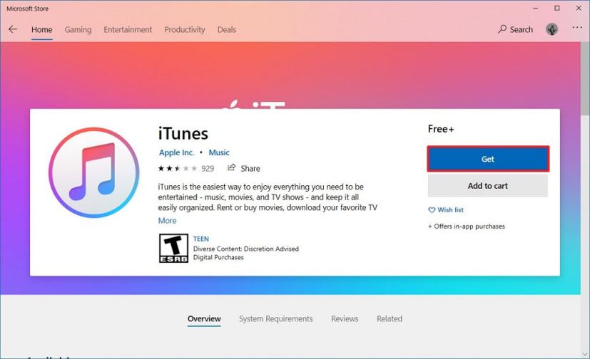 Téléchargement d'Apple iTunes sur Windows 10