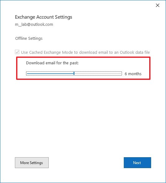 Modifier le montant des e-mails de téléchargement dans Outlook
