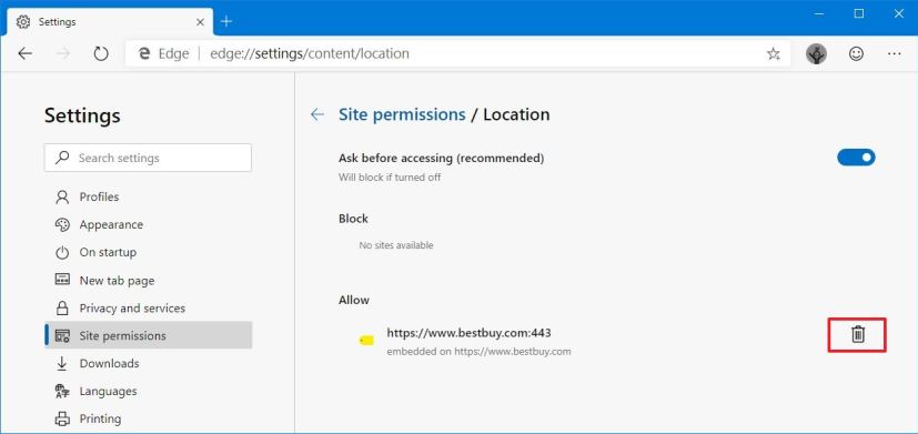 Bloquer le suivi de la localisation du site Web sur Microsoft Edge