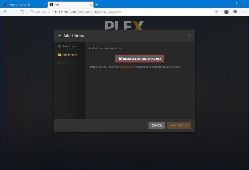 Plex ajouter des dossiers à l'option de la bibliothèque