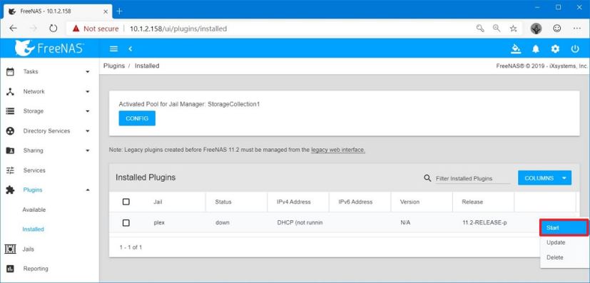 Démarrez Plex sur FreeNAS