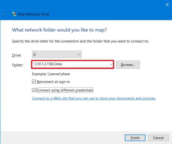 Mapper le dossier FreeNAS sur l’Explorateur de fichiers Windows 10