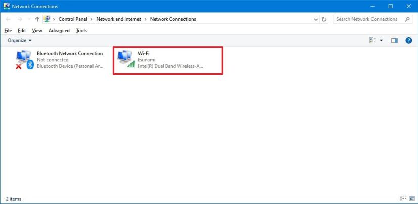 Adaptateurs Wi-Fi dans le Panneau de configuration