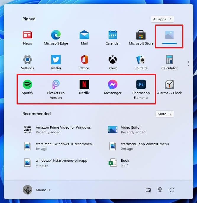 Annonces du menu Démarrer de Windows 11