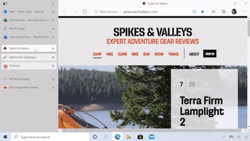 Onglets verticaux Microsoft Edge (source Microsoft)