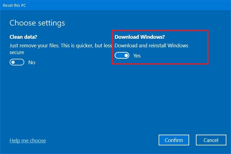 Réinitialisez ce PC, téléchargez les fichiers d'installation de Windows 10