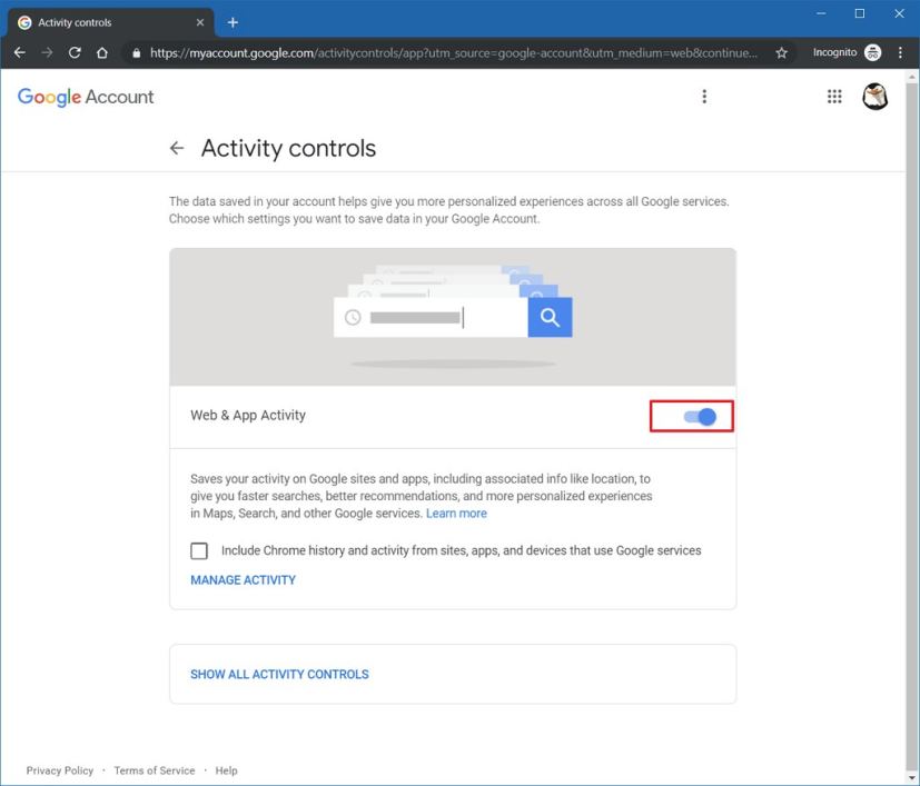 Désactiver le suivi d'activité Google