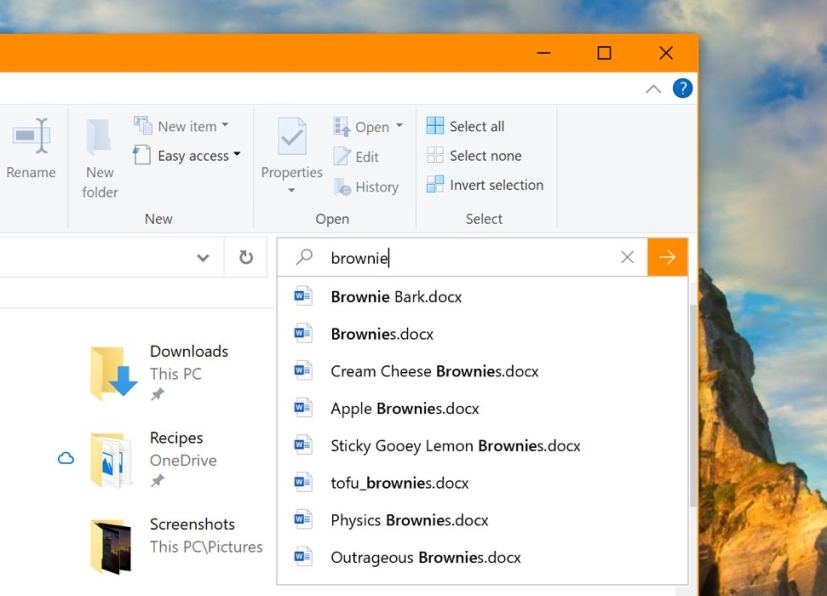 Explorateur de fichiers avec Windows Search. (Source de l'image Microsoft)