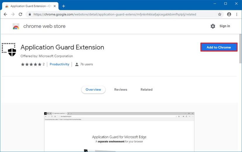 Installer l'extension Application Guard sur Chrome