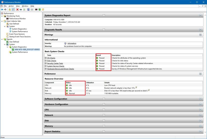 Rapport de diagnostic système pour Windows 10