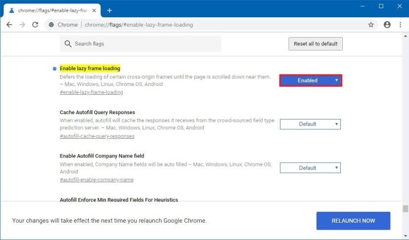 Activer les paramètres de chargement de cadre paresseux dans Chrome