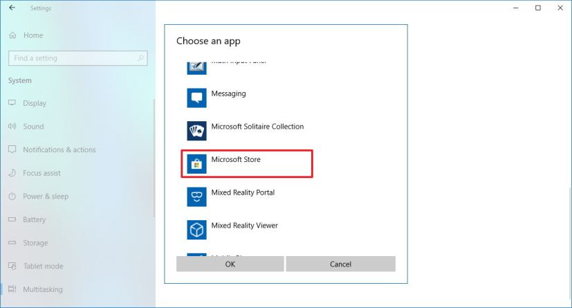 Désactiver les applications dans les ensembles sous Windows 10