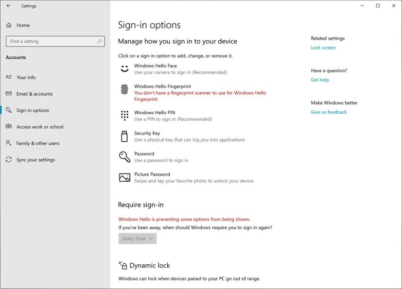 Options de signature avec l'option de configuration de la clé de sécurité