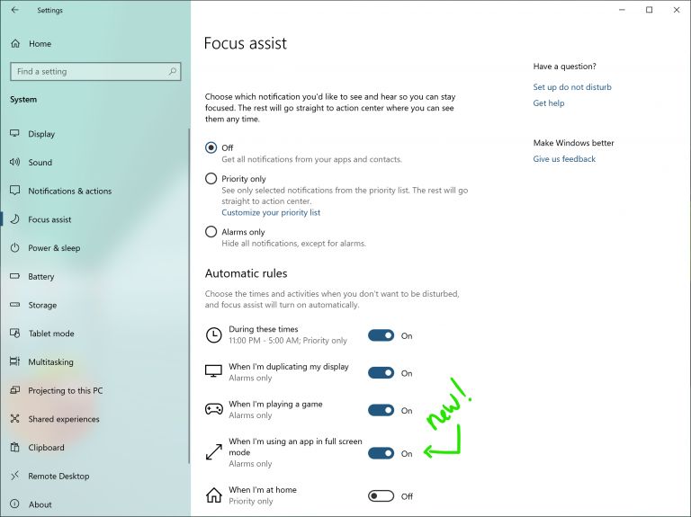 Aide à la mise au point sur Windows 10 19H1