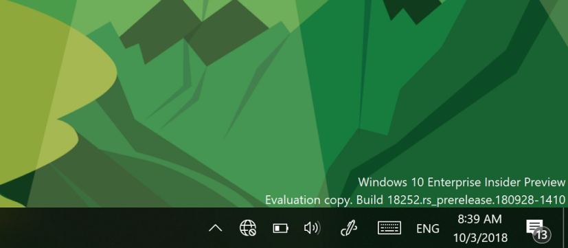 Icône de réseau déconnectée de la barre des tâches Windows 10 sur la build 18252