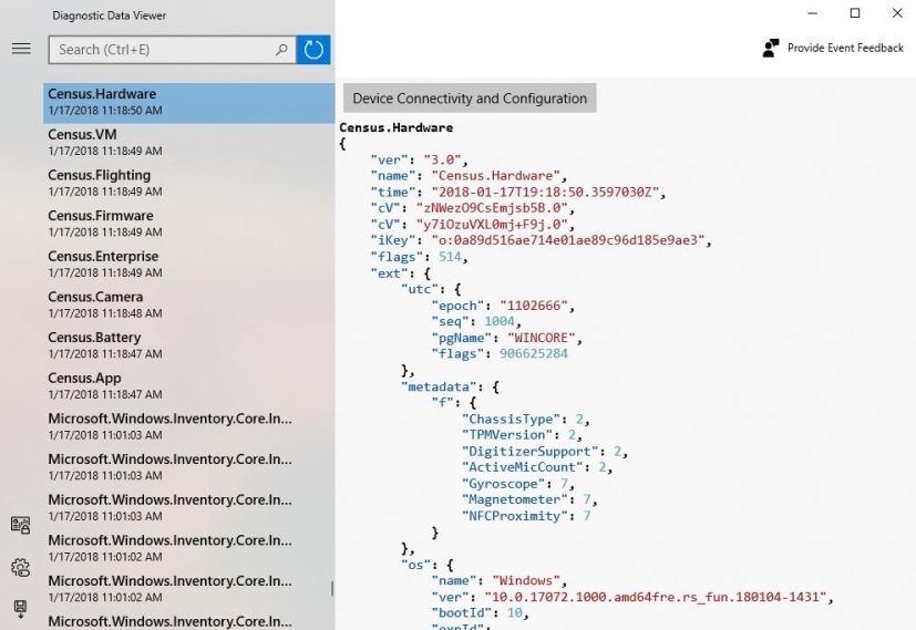 Application Visionneuse de données de diagnostic