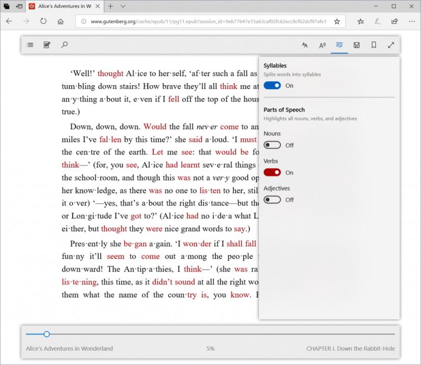 Outils de grammaire Microsoft Edge