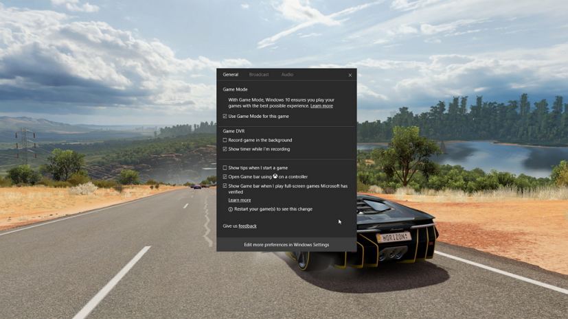 Mode jeu Windows 10