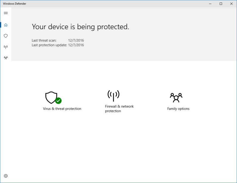 Nouveau tableau de bord de Windows Defender