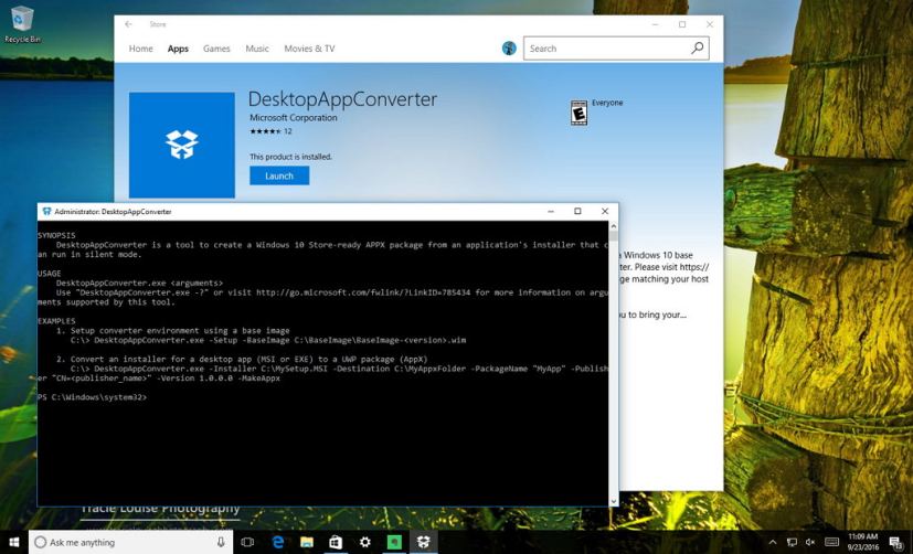 DesktopAppCoverter pour Windows 10