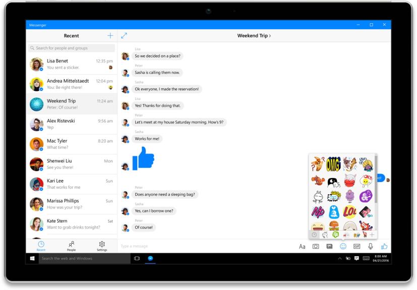 Facebook Messenger pour Windows 10